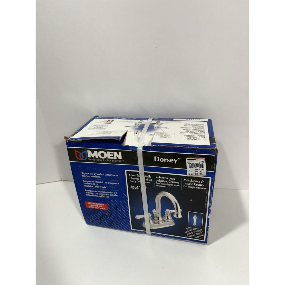 Moen Dorsey Polished Chrome Bathroom‎ Faucet #84102 4” Center NEW SEALED